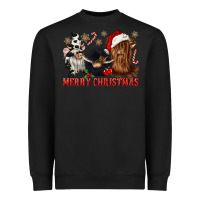 Black merry christmas heifer cow gnomies Heavyweight Sweatshirt - CowGirlArtShop