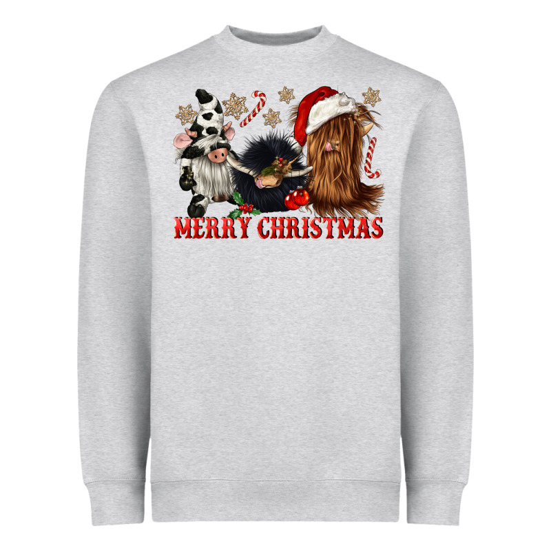 Merry Christmas Heifer Cow Gnomies Heavyweight Sweatshirt by CowGirlArtShop | Teevron