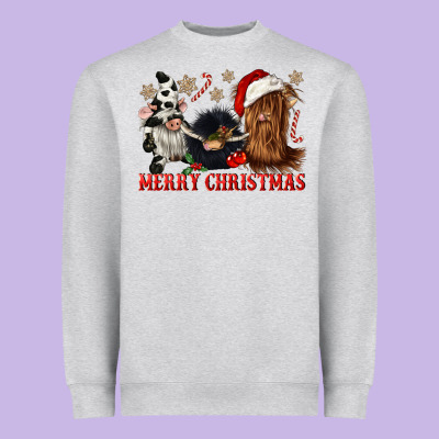 Merry Christmas Heifer Cow Gnomies Heavyweight Sweatshirt Designed By Cowgirlartshop