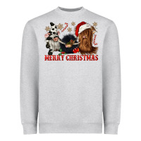 Heather Grey merry christmas heifer cow gnomies Heavyweight Sweatshirt - CowGirlArtShop