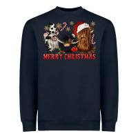 Navy merry christmas heifer cow gnomies Heavyweight Sweatshirt - CowGirlArtShop