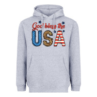 Heather Grey god bless the usa Heavyweight Hoodie - BundleAndBundleShop