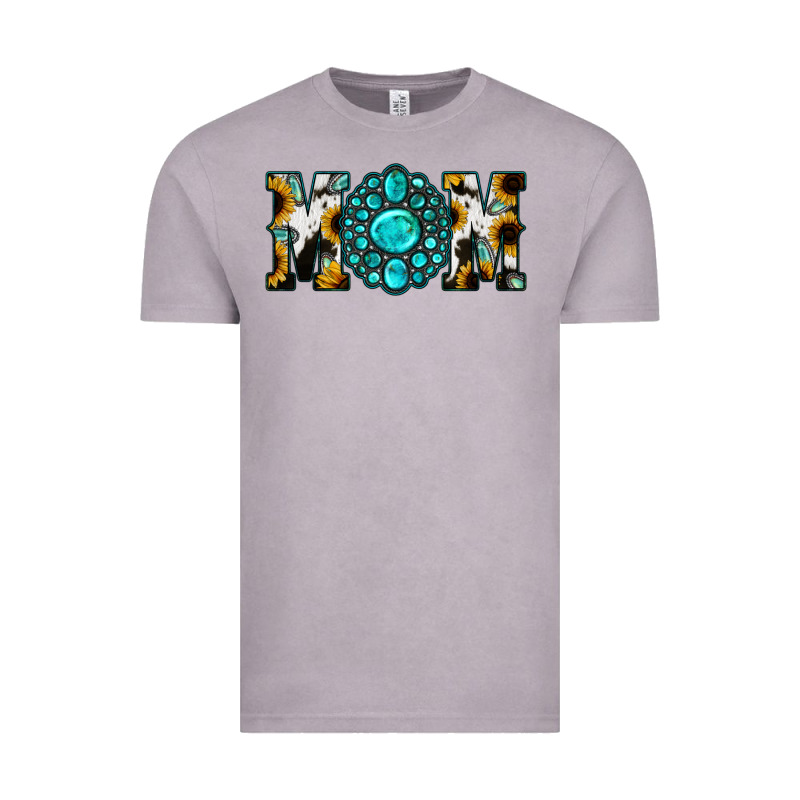 Sunflower Turquoise Gemstone Cowhide Mom Vintage Tee by Bettercallsaul | Teevron