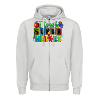 Dove Grey I teach super heroes Zipper Hoodie - FaDigitalArtStudio