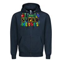 Navy I teach super heroes Zipper Hoodie - FaDigitalArtStudio