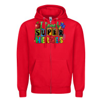 Red I teach super heroes Zipper Hoodie - FaDigitalArtStudio