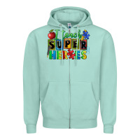 Seafoam I teach super heroes Zipper Hoodie - FaDigitalArtStudio
