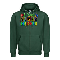 Sports Green I teach super heroes Zipper Hoodie - FaDigitalArtStudio