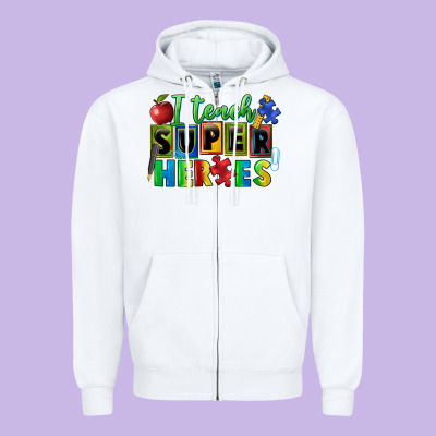I Teach Super Heroes Zipper Hoodie Designed By Fadigitalartstudio
