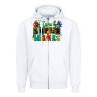 White I teach super heroes Zipper Hoodie - FaDigitalArtStudio