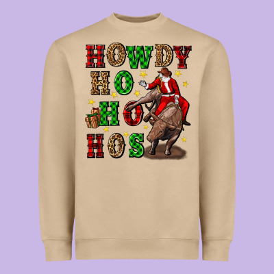 Howdy Ho Ho Hos Christmas Heavyweight Sweatshirt Designed By Cowgirlartshop