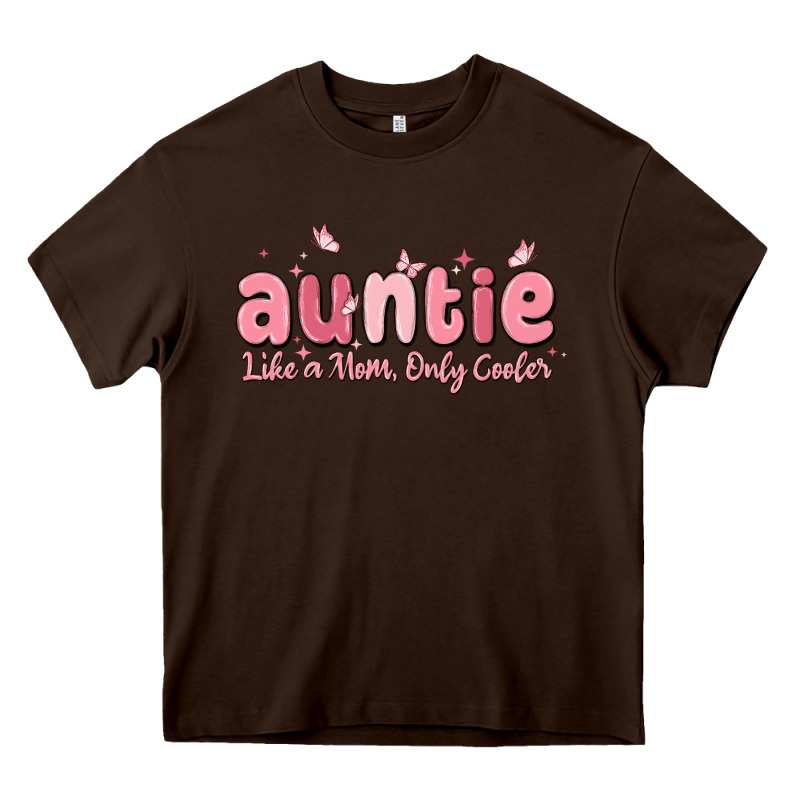 Auntie Like A Mom Only Cooler Heavy Core Tee by MaliasSmallBusiness | Teevron