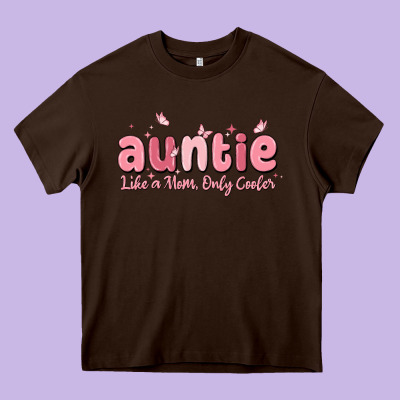 Auntie Like A Mom Only Cooler Heavy Core Tee Designed By Maliassmallbusiness