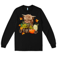 Black Heifer with Pumpkins Long Sleeve Tee - texasbilliewilder
