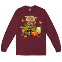 Burgundy Heifer with Pumpkins Long Sleeve Tee - texasbilliewilder