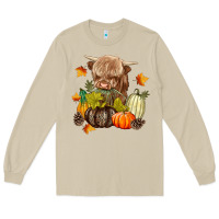 Mushroom Heifer with Pumpkins Long Sleeve Tee - texasbilliewilder