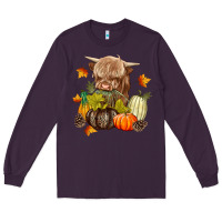Plum Heifer with Pumpkins Long Sleeve Tee - texasbilliewilder