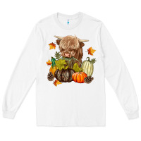 White Heifer with Pumpkins Long Sleeve Tee - texasbilliewilder
