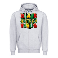 Heather Grey black history vibes Zipper Hoodie - FaDigitalArtStudio