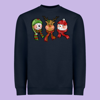 Christmas Reindeer Polar Bear Snowman Heavyweight Sweatshirt Designed By Cowgirlartshop