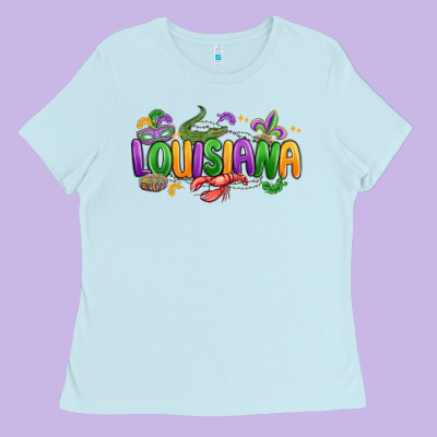 Mardi Gras Louisiana Ladies Tee Designed By Maliassmallbusiness