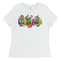 White mardi gras louisiana Ladies Tee - MaliasSmallBusiness