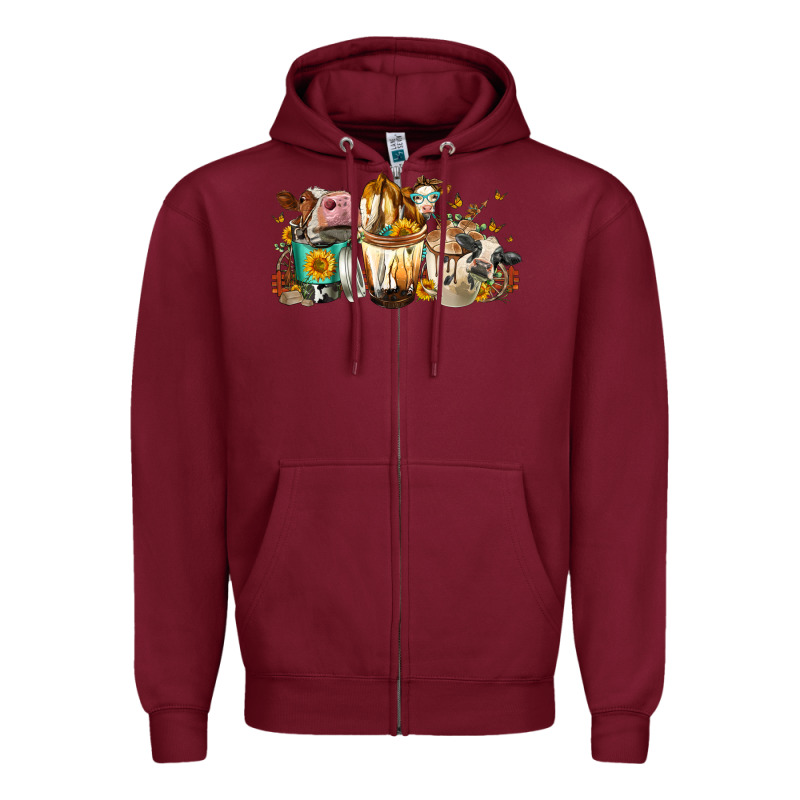Cows And Coffee Zipper Hoodie by FaDigitalArtStudio | Teevron