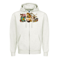 Oatmeal Heather Cows And Coffee Zipper Hoodie - FaDigitalArtStudio