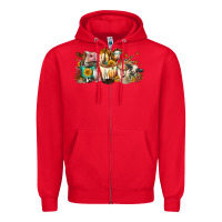 Red Cows And Coffee Zipper Hoodie - FaDigitalArtStudio