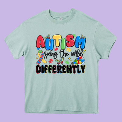 Autism Seeing The World Differently Heavy Core Tee Designed By Maliassmallbusiness