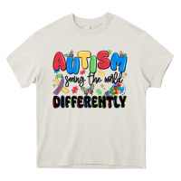Cream autism seeing the world differently Heavy Core Tee - MaliasSmallBusiness