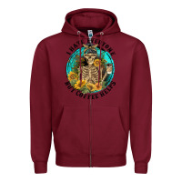 Burgundy I Hate Everyone But Coffee Helps Zipper Hoodie - FaDigitalArtStudio