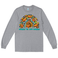 Heather Grey Gobble Til You Wobble with Rainbow Long Sleeve Tee - texasbilliewilder