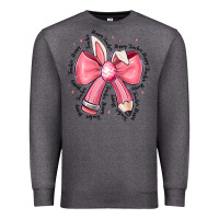 Charcoal Heather easter bunny pencil bow Premium Sweatshirt - CowhideDigitalArt