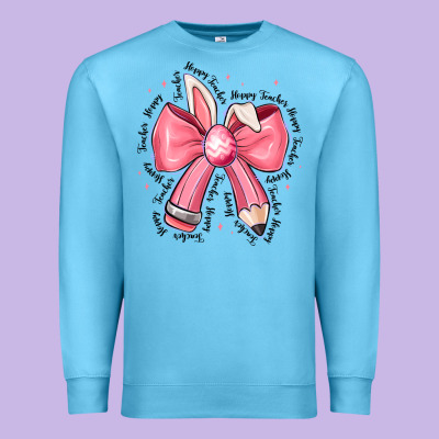 Easter Bunny Pencil Bow Premium Sweatshirt Designed By Cowhidedigitalart