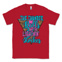 Red THE THUNDER ROLLS AND THE LIGHTNIN’ STRİKES Classic Tee - JahusDesignShop