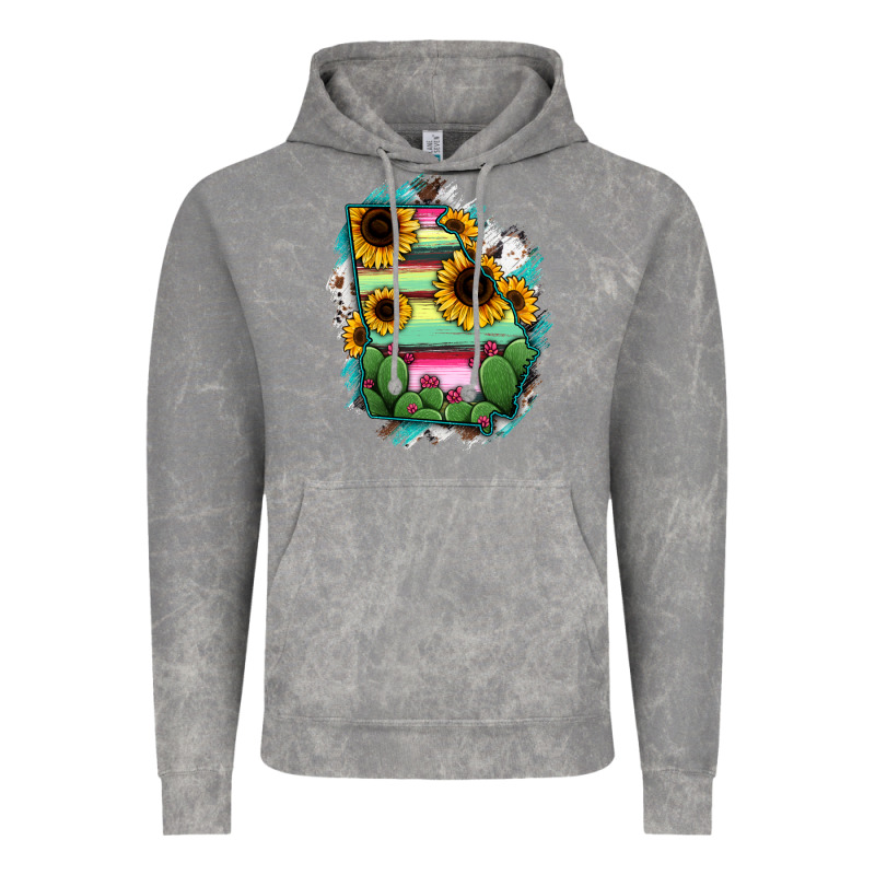 Georgia Map Sunflower Cactus Serape Vintage Hoodie by RanaPortraitStore | Teevron