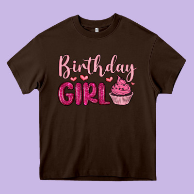 Birthday Girl Cupcake Heavy Core Tee Designed By Maliassmallbusiness