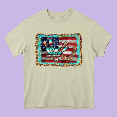 Flag Cactus Horseshoe Heavy Core Tee Designed By Adodesignshop