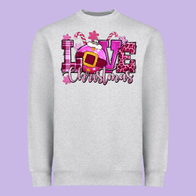 Love Christmas Pink Heavyweight Sweatshirt Designed By Cowgirlartshop