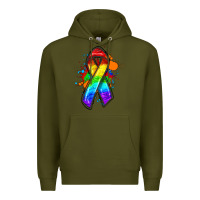 Army Green Pride ribbon Premium Hoodie - FaDigitalArtStudio