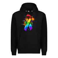 Black Pride ribbon Premium Hoodie - FaDigitalArtStudio