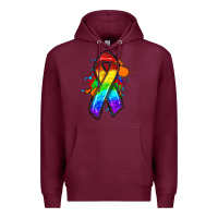 Burgundy Pride ribbon Premium Hoodie - FaDigitalArtStudio