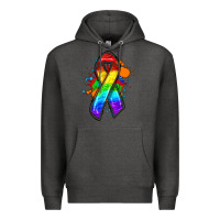 Charcoal Heather Pride ribbon Premium Hoodie - FaDigitalArtStudio