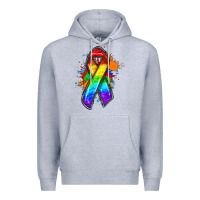 Heather Grey Pride ribbon Premium Hoodie - FaDigitalArtStudio