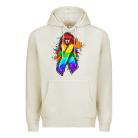 Oatmeal Heather Pride ribbon Premium Hoodie - FaDigitalArtStudio