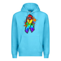 Ocean Blue Pride ribbon Premium Hoodie - FaDigitalArtStudio
