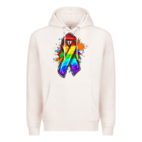 Pale Pink Pride ribbon Premium Hoodie - FaDigitalArtStudio