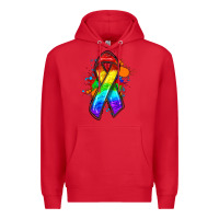 Red Pride ribbon Premium Hoodie - FaDigitalArtStudio