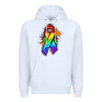 White Pride ribbon Premium Hoodie - FaDigitalArtStudio